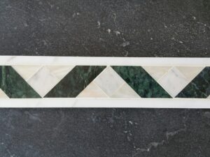Zig-Zag Mosaic Marble Tile Green White