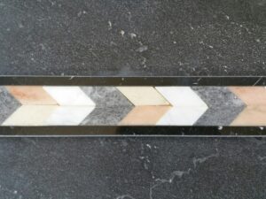 Chevron Mosaic Marble Tile Black Apricot
